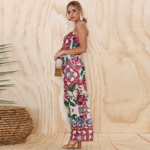 Host Pick - Boho Floral Strapless Jumpsuit Romper - Picture 2 of 7